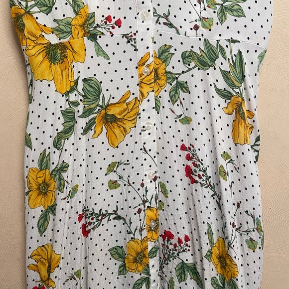 Forever 21 White Floral Dress with Black Polka Dots - Picture 3 of 5